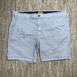 Foundry Mens Size‎ 52 Flat Front Dress Shorts Blue White Stripe Pockets Stretch